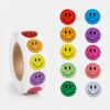 1000 Smiley Face Stickers, 1 Inch Holographic Reward Roll, 10 Colors