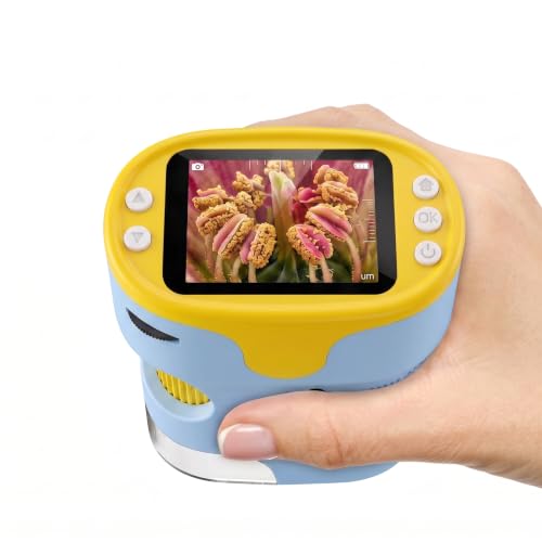 1000X Handheld Digital Microscope for Kids, Portable Microscope with 2.0" IPS Screen, SD Card for Photos & Video, Slides Kit, Rechargeable, Lanyard & Stand, Kids Toys for Girls Boys Ages 3-12 (Yellow)