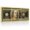 100 Dollar Bill Money Wall Art Inspirational Black Gold Canvas Art Print