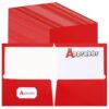 100 Pack Two-Pocket Folders for Letter Size,Glossy Red Paper Folders