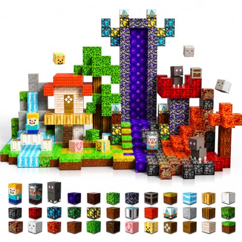 100 PCS 0.8in Magnetic Blocks - Magnet Toys for Kids, Magnetic Building Blocks Cubes, Stacking Magnets, School STEM Toys Birthday Gifts for Boys and Girls Age 3+ Years Old (Theme: Portal)