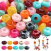 100Pcs 14mm Large Hole Beads for Keychains, Carabiner Bag Charms Beads