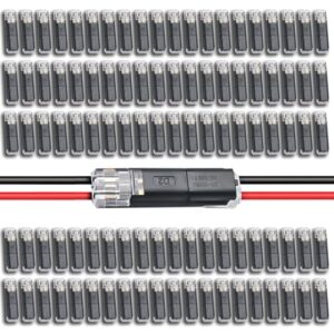 100PCS/Box Double Wire Plug in Connector with Locking Buckle,Flame Retardant Quick Connect Wire Connectors,No-Stripping Connectors for LED Strip Lights, DIY, Low-Voltage & Model Kit, 18-22AWG,2 Pin
