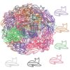 100pcs Cat Paper Clips Mixed Color Cute Animal Shaped Paperclips