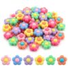 100PCS Flower Beads, Cute Floral Acrylic Charm for Jewelry Making & Crafts