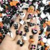 100Pcs Halloween Resin Ghost Nail Charms Cute Ghost Pumpkin Nail Gems Gothic Bat Spider Web Nail Rhinestones Colorful 3D Resin Design Nail Supplies Cats Nail Jewelry for Women Halloween DIY Nail Decor
