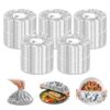 100pcs Reusable Aluminum Foil Food Covers, 8.7in Elastic Foil Bowl Covers, Insulated Aluminum Lids for Bowls Plates,Heat Retaining Food Cover for Kitchen Meal Prep Leftovers BBQ Parties Food Storage