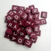 100Pcs Tiles Replacement, Burgundy Red Colored Wooden Mix Letters Colourful Varnished Scrambled Alphabet Pieces Bulk Set for Board Phonics Spelling Game Name Family Decor Crafting