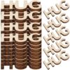 100pcs Wood Hug Letter Cutouts for Boyfriend and Girlfriend, Beige