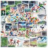 100 PCS World Cup Football Stickers Soccer Party Favors Waterproof Vinyl Scrapbook Sticker Sports Football Stickers for Water Bottle Helmets Laptops Notebooks Luggages Goodie Bags Kids Teens Adults