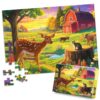 100 Pieces Jigsaw Puzzles for Adults - Deer Cat Puzzles for Kids Ages 4-6 6-8 8-10 10-12 Kids Learning Educational Puzzle Toys for Boys and Girls - Farm Kitten and Cow