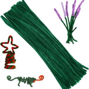 100 Pieces Pipe Cleaners Bulk Chenille Stem Green Pipe Cleaners