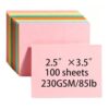 100 Sheets 2.5x3.5IN Colored Cardstock, 230GSM, 5 Colors, Blank Note Cards