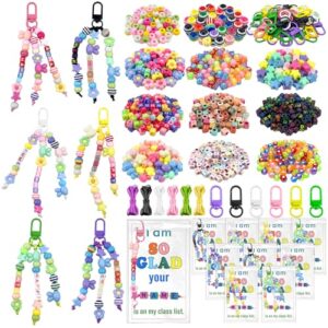 1028 PCS Back to School Gifts Bead Keychain Kit Key Chain Making Craft