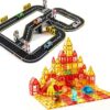 104PCS-Magnetic Tiles Road Set with Cars + Magnatiles Set with Animal