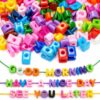 104 Pcs Large Bubble Letter Beads Bulk, Chunky Acrylic Alphabet Beads with Large Hole for Paracord, Bag Charms Kit, Keychains, DIY Bracelets Making