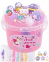 10 FL OZ Unicorn Slime Kit, Pink Clear Slime Bucket, Slimes Party Favors for Kids, Glimmer Crunchy Slimes Includes 9 Packs of Add-ins, Sensory Experience DIY Toys for Girls and Boys Ages 8-12