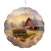 10 Inch Pumpkins Red Barn Fall Wind Spinner for Yard and Garden, Harvest Countryside Sunset Hanging Ornaments Outdoor 3D Kinetic Wind Sculpture Spinners Indoor Outdoor Patio Décor Ornaments Gift