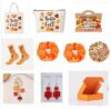 10Pcs Fall Gifts for Women,Orange Thanksgiving Basket ,Autumn Theme Tote