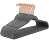 10PCS Gray 45CM Flocked Hangers Plastic Non-Slip Velvet