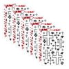 10pcs Halloween Face Tattoo Stickers with Cross and Bat Gothic Design