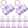 10pcs Purple Metal Binder Clips for Paper, Large School Supplies