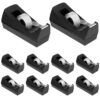 10 Pcs Tape Dispenser Set, Black Desktop Plastic Office Tape Holder, 5.98 x 1.93 x 2.52 in Portable Design, Sharp Blades, Non Slip Base, for Home and Office Supplies