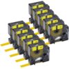 10PK 9mm 12mm 19mm Black On Yellow Label Tape Compatible with Printer Supplies A18433 4200 5000 5200 Label Makers A18433