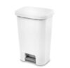 11.9 Gallon Kitchen Trash Can, Plastic Garbage Bin with Step Lid, White