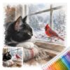 11CT Stamped Cross Stitch Kit Full Stitch Animal Embroidery (Snow Kitty)