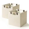 11 Inches Foldable Cube Storage Baskets for Organizing, Beige, 2 Pack