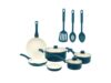 12-Pc Ceramic Nonstick Cookware Set, Aluminum, Lids, Soft-Touch Handles