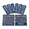 12-Piece Blue Magnetic Tool Box Labels, Waterproof Embossed Metal Tags