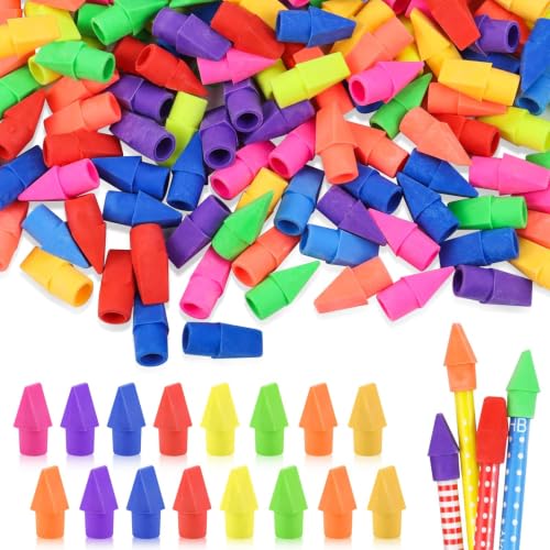 1200PCS Caps Pencil Erasers Chisel Shape Pencil Eraser Arrowhead Caps Erasers Latex Free Pencil Eraser Toppers Assorted Colors for Party Favors Games Prizes Pencil Top Erasers Home School Office