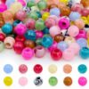 120Pcs 12mm Large Hole Beads Carabiner Bag Charm Beads for Keychains Making