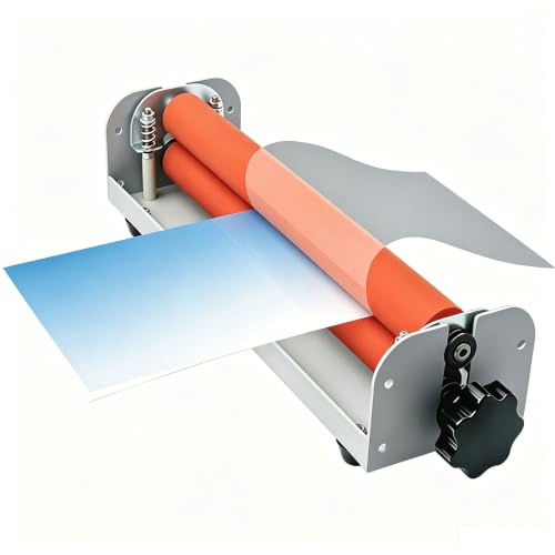123 Manual Cold Laminator 12 Inch, Hand Crank Cold Press Laminating Machine with Adjustable Roller, 254mm Width Cold Roll Laminator for Vinyl Photo Film Mounting Poster and Photo Lamination
