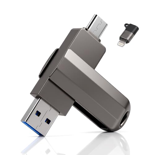 128GB USB Flash Drive, Dual USB-A & USB-C Thumb Drive, 2-in-1 Memory Stick for Photo, Video and File Backup, External Storage Drive for Android Phones, Tablets, Laptops and PCs