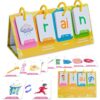 129Pcs CVC Word Games Phonics Flash Cards with Stand, Kindergarten Learning