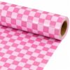 12Ft Pink Checkered Bulletin Board Paper Roll, Non-Woven Fabric, 1 Roll