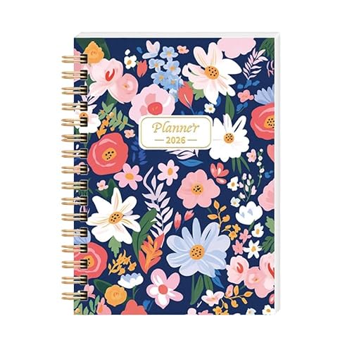 12 Month Schedule Book, 2026 Floral Wirebound Journal for Desk Planning, Classroom Notes, Workday Agenda Guide Agenda Workbook Planning Record Appointment Lesson Organizer Routine Journal Classroom