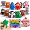 12 Pack Animal Sensory Toys for Kids Toddlers, Textured Silicone Fidget Toys, Quiet Travel Toys for Airplane, Car Rides, Preschool & Home Sensory Play, Classroom Calm Corner Toys