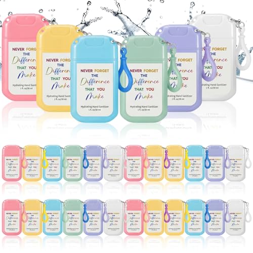 12 Pack Mist Hand Sanitizer Spray with Keychain Power Mini Hand Sanitizer Bulk Travel Size 1oz Scented Moisturizing Variety Pack Back to School Teacher Gift Staff Positive Employee Gift(Thank You)