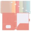12 Pack Plastic Folders with Pockets 3 Hole Punched 3 Ring Binder 1/3 Cut Tabs 3-Hole Punched Pocket Folders Letter Size for School Office Classroom Teacher Student Staff Document Supplies(Vintage)