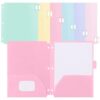 12 Pack Plastic Folders with Pockets 3 Hole Punched 3 Ring Binder 1/6 Cut Tabs 3-Hole Punched Pocket Folders Letter Size for School Office Classroom Teacher Student Staff Document Supplies(Pastel)