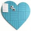 12 Pack Removable Felt Wall Tiles,47x35.4 in Combination Heart Shape Notice Pin Board for Home Office Kitchen Photos Memos (Blue)