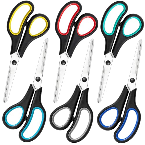 12 Pack Scissors All Purpose, 8" Stainless Steel Sewing Craft Scissors for Office, Sharp Cutting Tools for Adults Teachers, School Supplies Bulk, Home Office School Essentials for Paper Shear Fabric