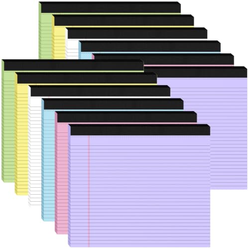 12 Pack Wide Landscape Notepad 11" x 9.5" Legal Pads College Ruled Note Pad 11x9.5 Colored Legal Pads Pink Writing Pad Notepad with Sturdy White Back, 30 Sheets/Pad, Lined Paper for School,Home,Office
