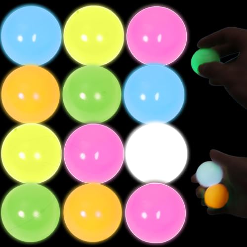 12pc 2.4in Lumi Balls,Dream Ball,Glow in The Dark Sticky Balls that Stick to The Ceiling,Stocking Stuffers,Stress Relievers Stress Toy for Kids and Adults,Elevated Balls,ASMR Cool Stuff for Teens