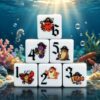 12Pcs 16MM D6 Acrylic Printed Dice Cartoon Pirate Sea Creatures Pattern 1-6 Number DND TTRPG Pathfinder RPG Wargame Tabletop Board Game Collectible Gaming Accessories