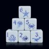 12PCS 16mm White Acrylic Printed D6 Dice Set, Blue and White Porcelain Marine Creature Pattern Six-Sided Dice, Octopus Whale Crab Jellyfish Starfish Conch Dice for DND RPG Tabletop Game Ocean Theme